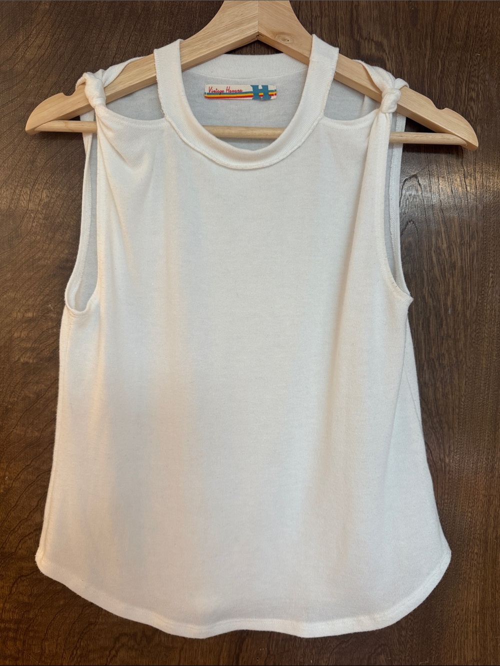Vintage Havana Cream Knot-Shoulder Tank